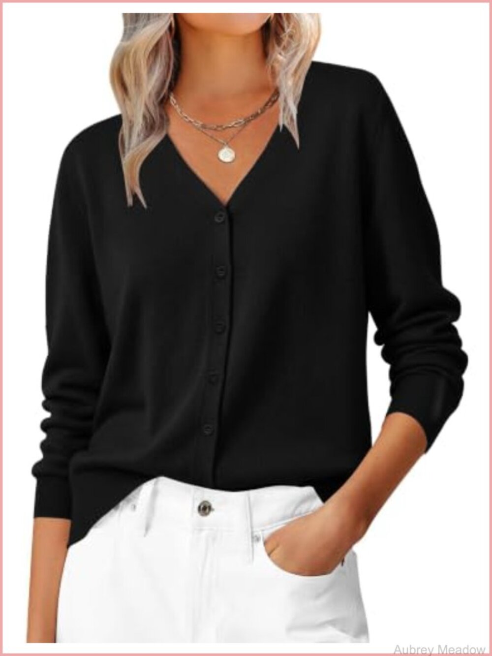 ZESICA Women's Wool Blend Cardigan V-Neck Lightweight Knit Long Sleeve Buttons